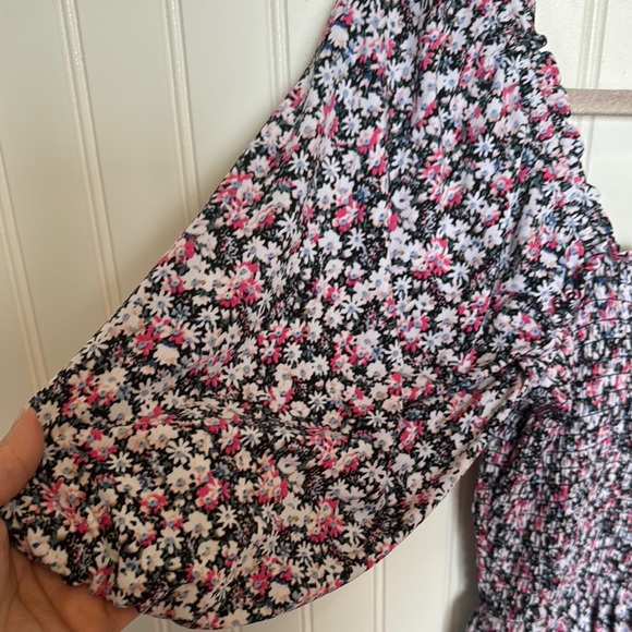 Pink and White Smocked Scoop Neck Midi Dress - Picture 4 of 6